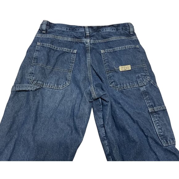 Wrangler Denim Fleece-Lined Carpenter Jeans Sz 32 x 30 Work Winter Dark Rinse - Picture 3 of 5